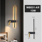 lampe murale led moderne minimaliste noir doré fixée mur interrupteur câble 2000lm chambre salle