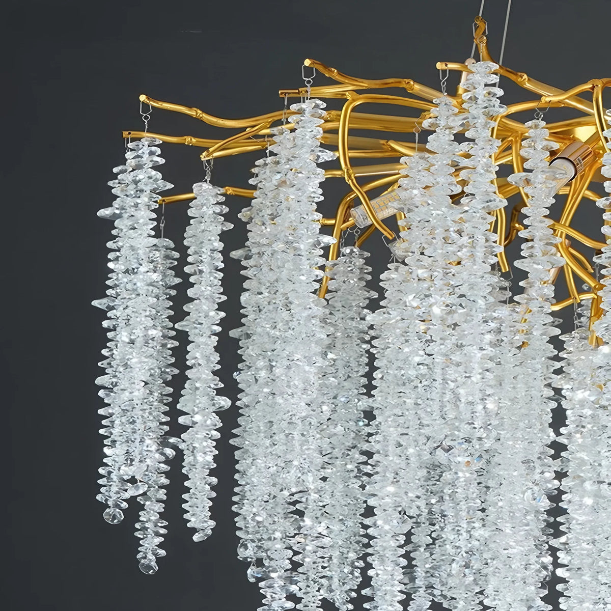 suspension lumineuse moderne dorée blanches translucides branches naturel salon chambre restaurant étude