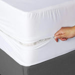 housse matelas imperméable antiacariens gris uni moderne fermeture glissiere 120x200cm polyester