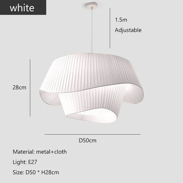 suspension lumineuse moderne tissu blanc plissé salon chambre salle manger