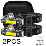 lampe frontale led rechargeable usb noir camping pêche étanche haute luminosité 180deg