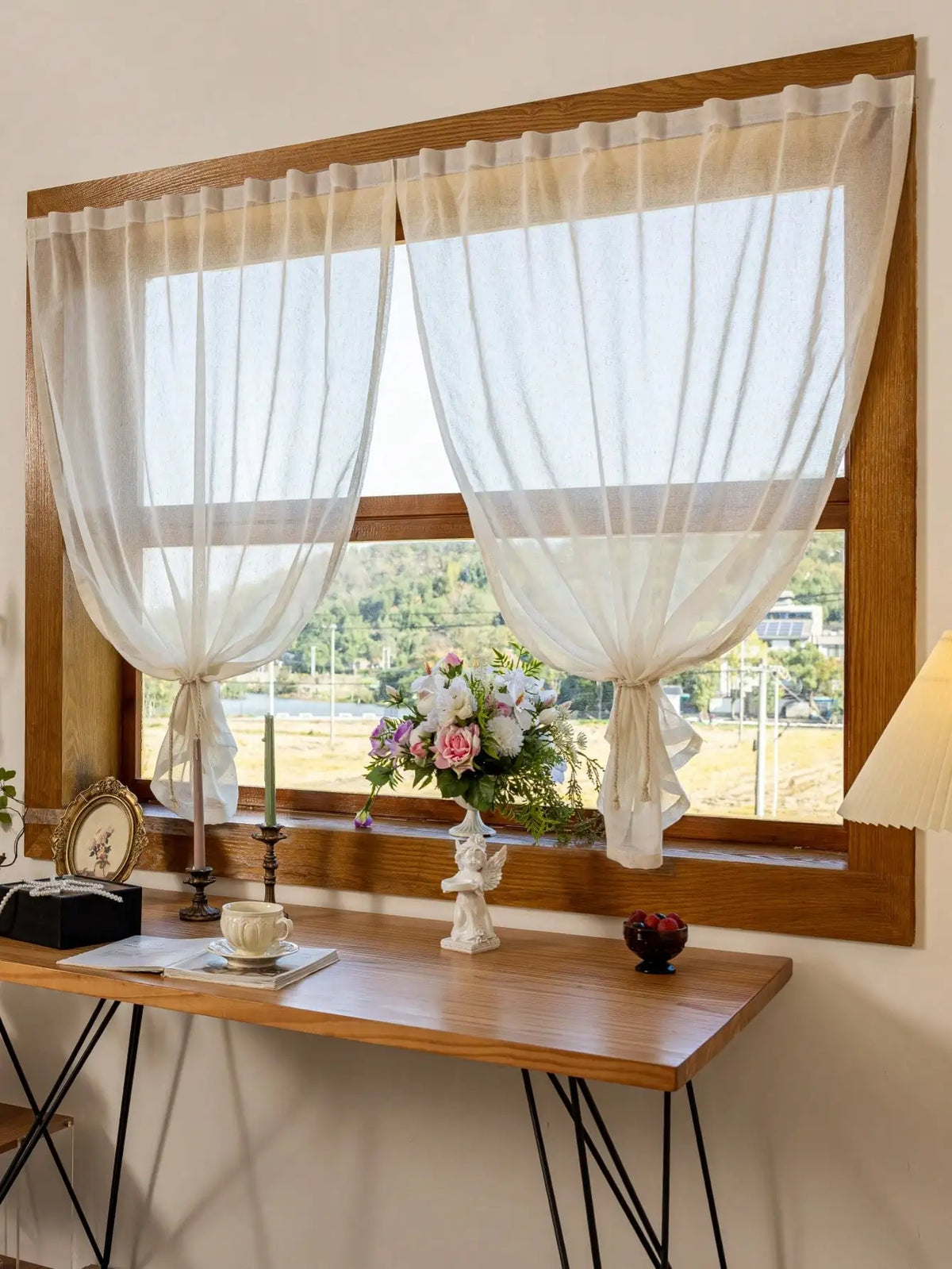 rideau blanc transparent moderne fenêtre 100x200 cm polyester