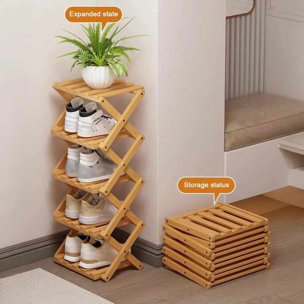 étagère pliable bois chaussures moderne réutilisable niveaux entrée couloir petit espace