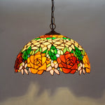 Lampe suspendue Tiffany mosaïque fleurs multicolore opacité chaîne salon chambre