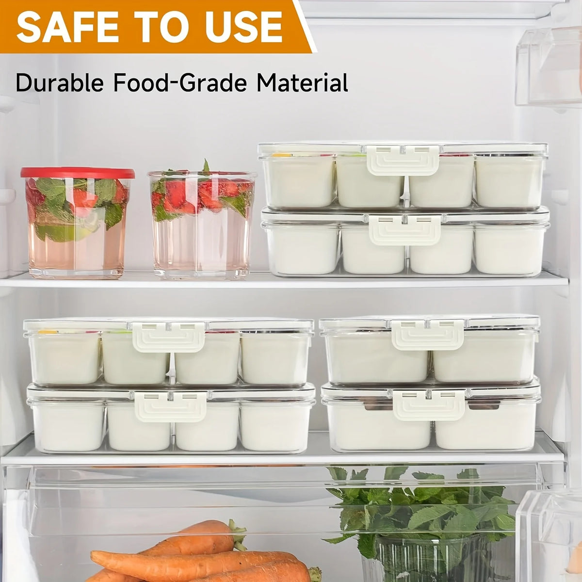 boîte compartiments transparente moderne réutilisable boucle fermeture fruits légumes snacks noix portable