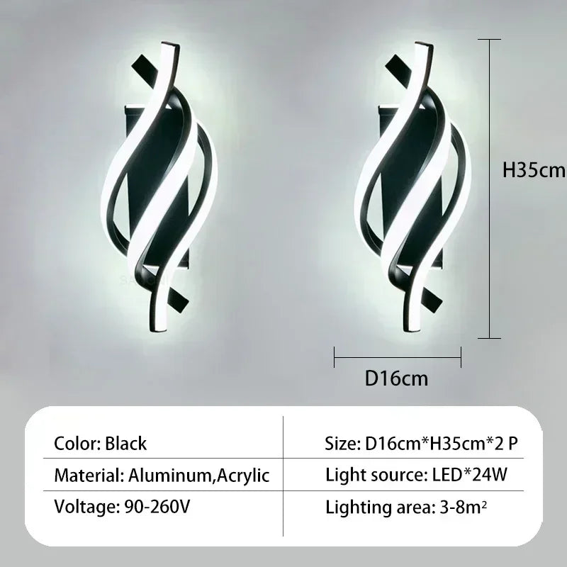applique murale led blanc ondulé contemporain éclairage intérieur salon chambre coucher
