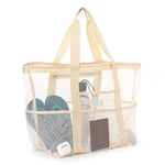 Sac plage violet noir bleu clair vert rose maille respirante réutilisable moderne poignées