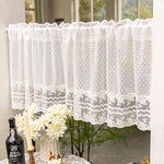 rideau blanc dentelle points transparent classique romantique inclusion polyester farmhouse vintage