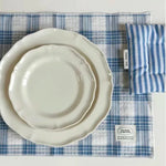 serviettes cuisine carreaux blanc rouge bleu tissé classique opaques