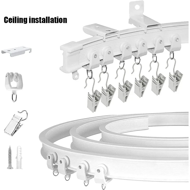 rideau fenêtre moderne noir clips acier inoxydable plaque métallique rallonges suspension vis boulons pvc