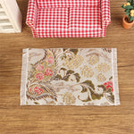 tapis miniature animaux nature ornements floraux motifs géométriques franges classique vert rouge