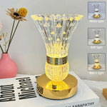 lampe table moderne transparente cristal géométrique rechargeable led dorée chambre salon