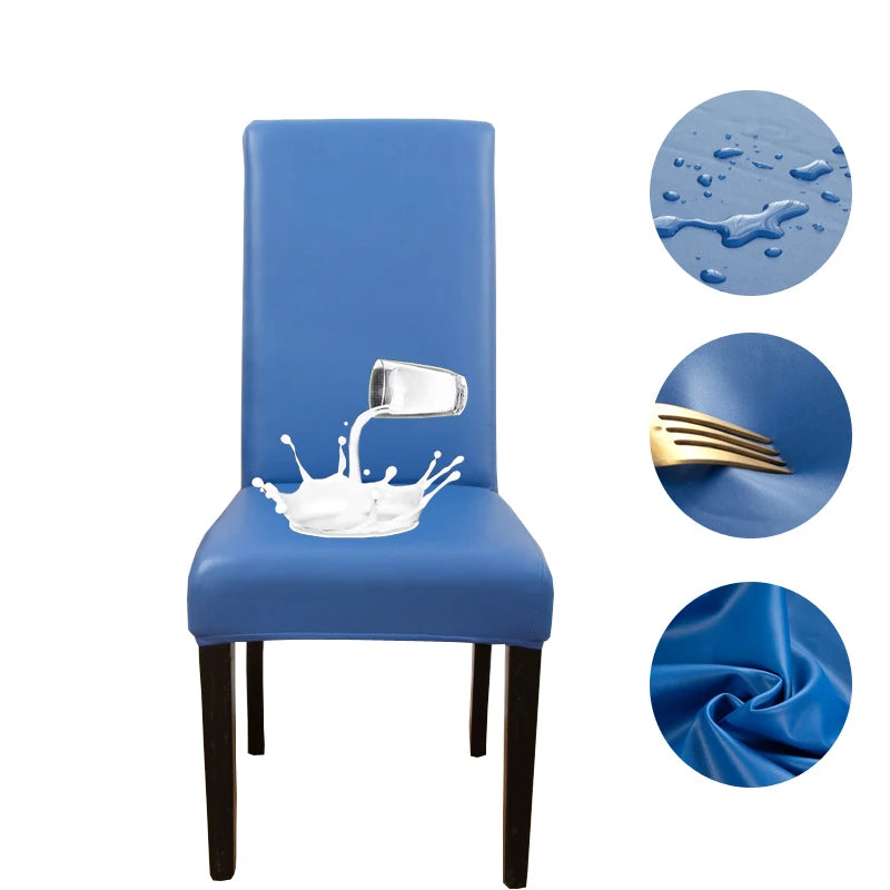 chaise moderne simili cuir tissée imperméable élastique anti poussière noir mariage