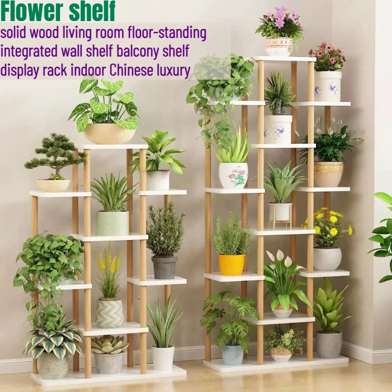 étagère fleurs bois naturel moderne minimaliste plusieurs niveaux balcon intérieur