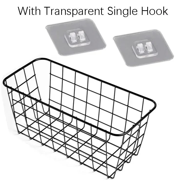 panier métallique noir grille minimaliste clips rangement cuisine chambre