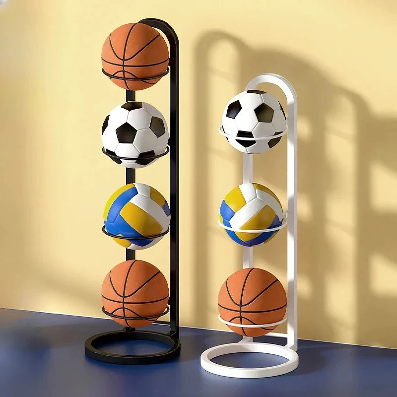 support balles sportives moderne noir blanc motifs basketball football volley ball métal acier carbone