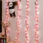 guirlande lumineuse fleurs artificielles rose clair extérieure intérieure vacances décoration festive led 200cm 20leds