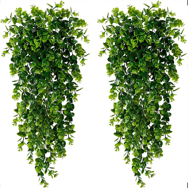 plante artificielle verte vigne suspendue feuilles rondes moderne extérieur décoration mur accrochée cordelette bricolage