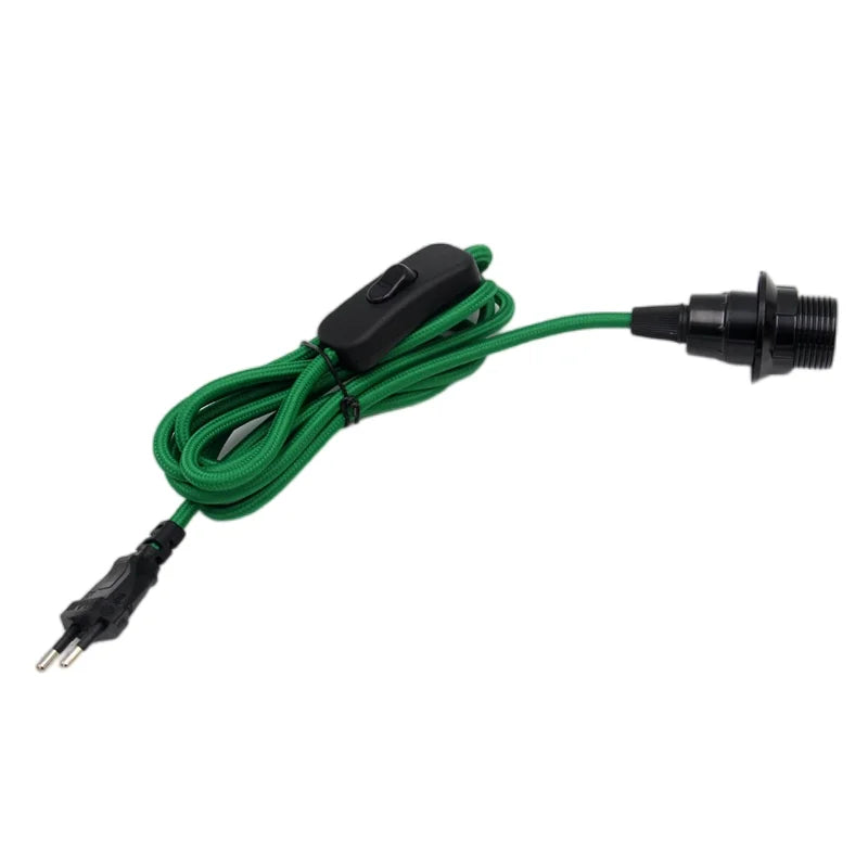 câble d'éclairage tissé moderne doré vert bleu marron rouge interrupteur prise électrique