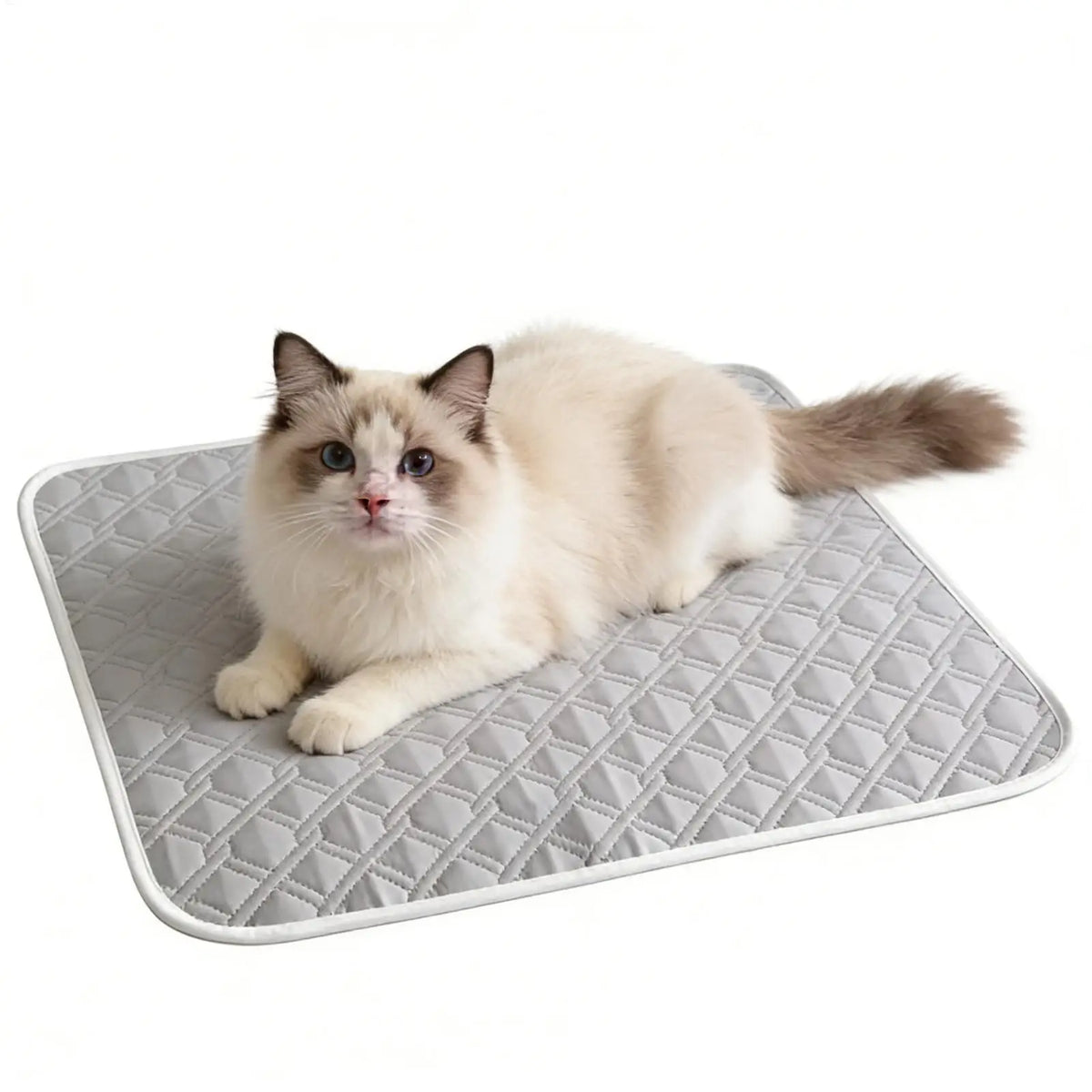tapis rafraîchissant animal compagnie bleu gris hexagonal alvéolé moderne 50x35cm