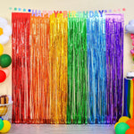 rideau franges métalliques couleurs vives mariage anniversaire décoration festive adhésif pack deux