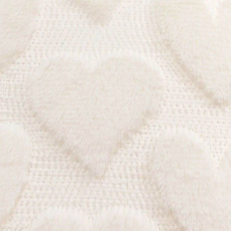 housse coussin jacquard motif cœurs rouge blanc rose pâle 100 polyester décoratif sofa chaise