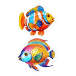 décoration murale plaques poissons colorées artisanal moderne orange bleu blanc vert rose jaune