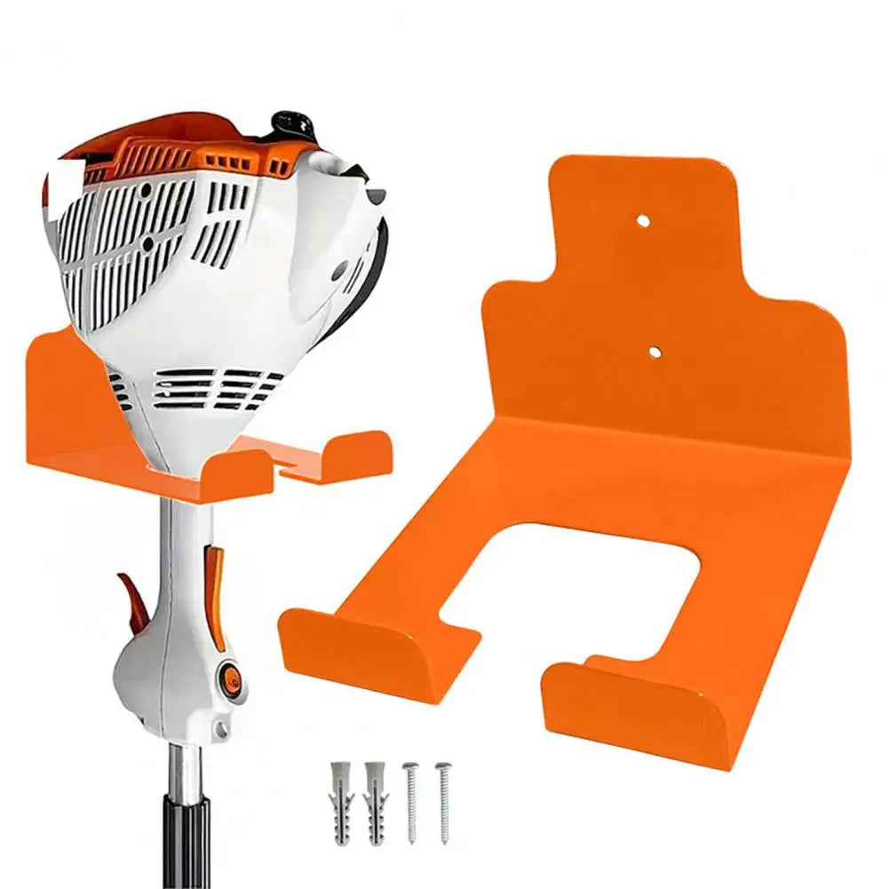 support mural outil électrique garage robuste moderne orange noir vis fixations