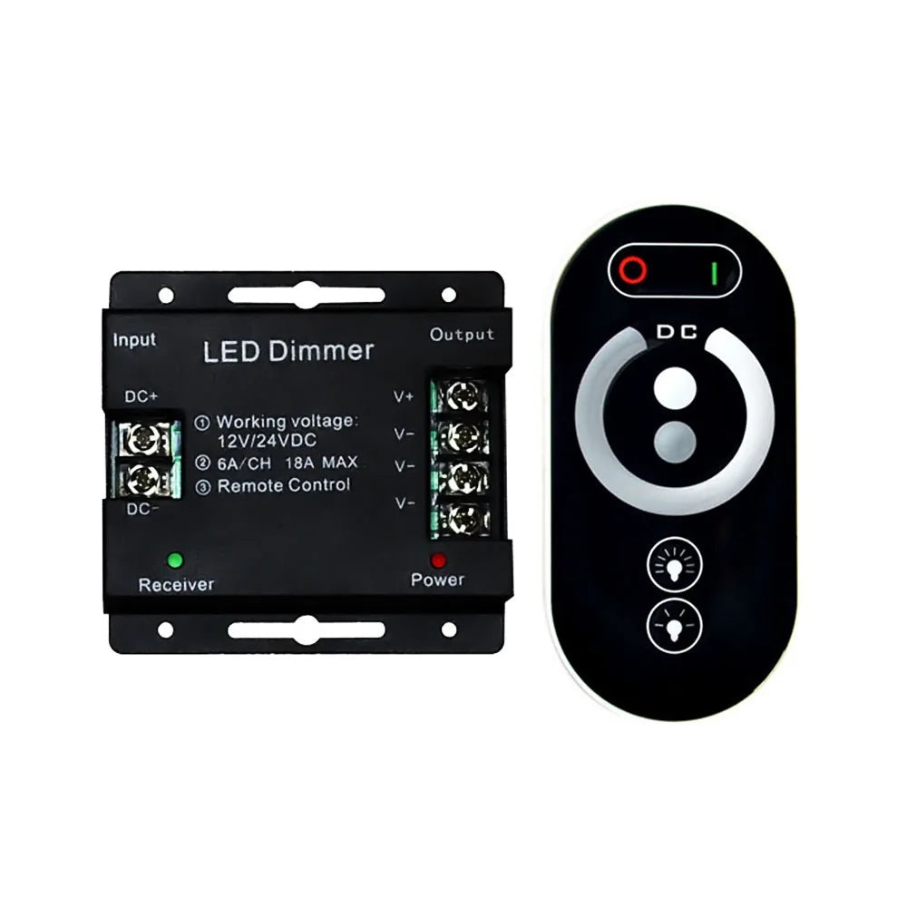 contrôleur led dimmer télécommande noire moderne 18a pwm réglable alimentation vis fixée
