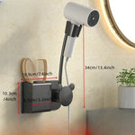 support mural moderne sèche cheveux brosse peigne rangement salle bain argenté gris blanc