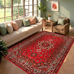 tapis rouge ornements floraux velours épais antidérapant chambre salon traditionnel