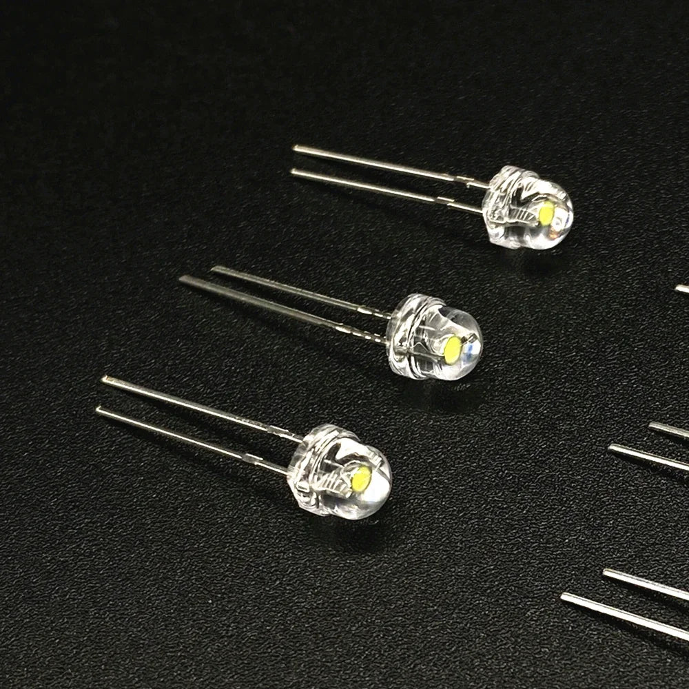 diodes led blanches transparentes 5mm 7lm 30ma classique monter soi même lot 100
