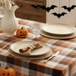 nappe table carreaux vintage marron beige gris classique rustique halloween