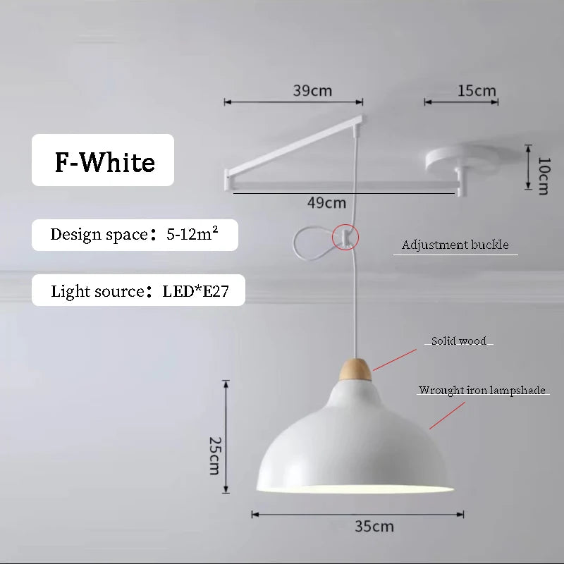 lampe suspendue moderne blanc noir flux lumineux led interrupteur bouton decoration chambre coucher
