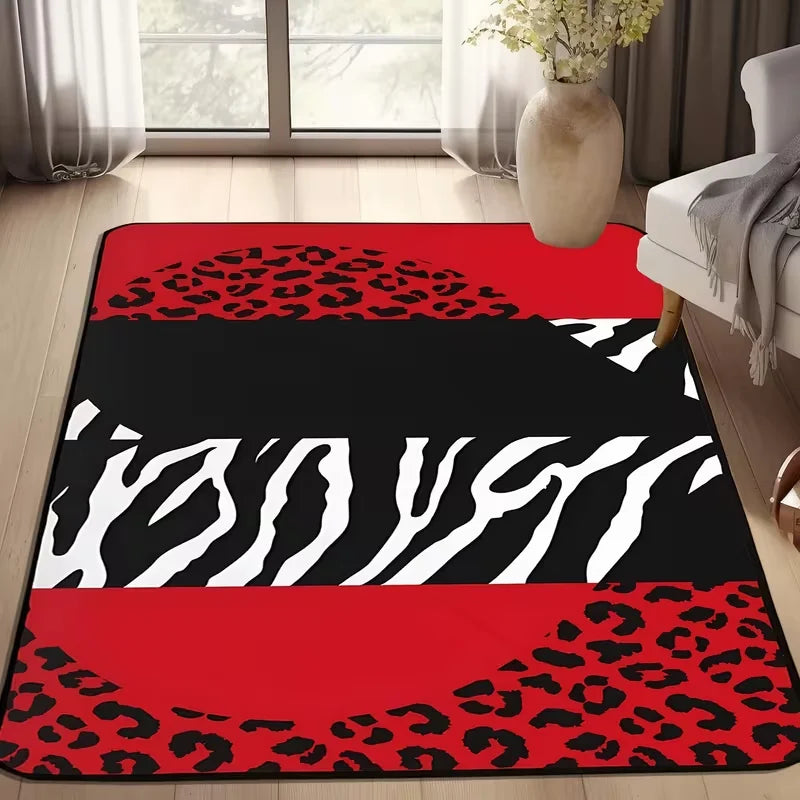 tapis léopard rose moderne graphique polypropylène polyester salon chambre salle bainextérieur commercialisation