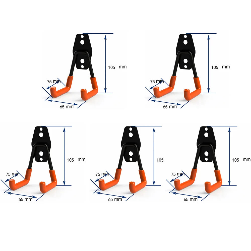 crochet mural moderne noir orange fixations vis chevilles support garage vélos équipements sport