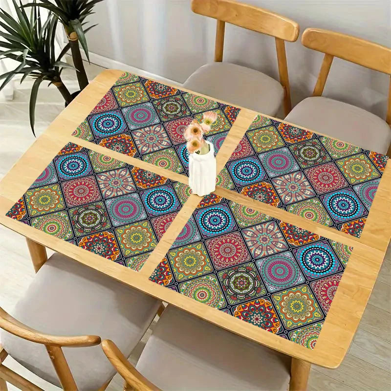 tapis table boho chic multicolore motifs floraux géométriques 30x40cm