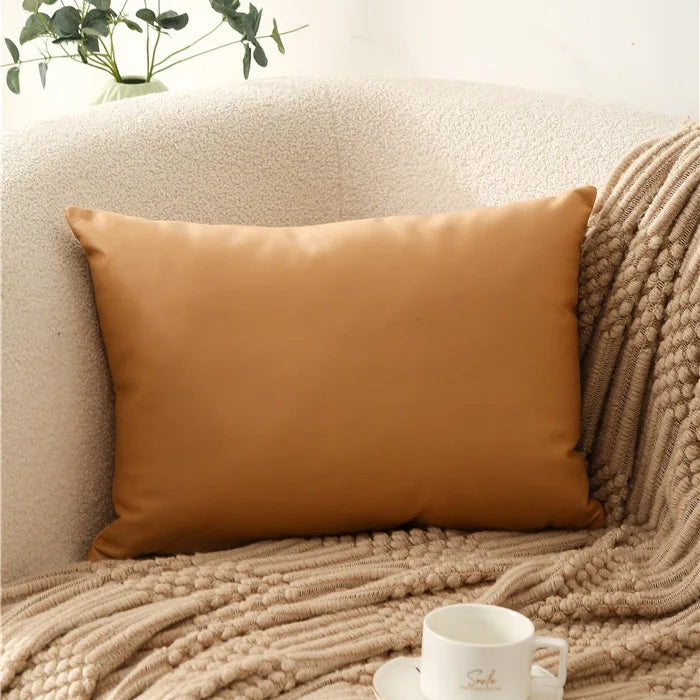 housses coussin carrées unies modernes beige gris orange lit décoration voiture