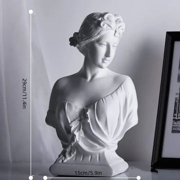 statue résine buste femme classique art antique fleurs artificielles photo noir blanc decoration maison