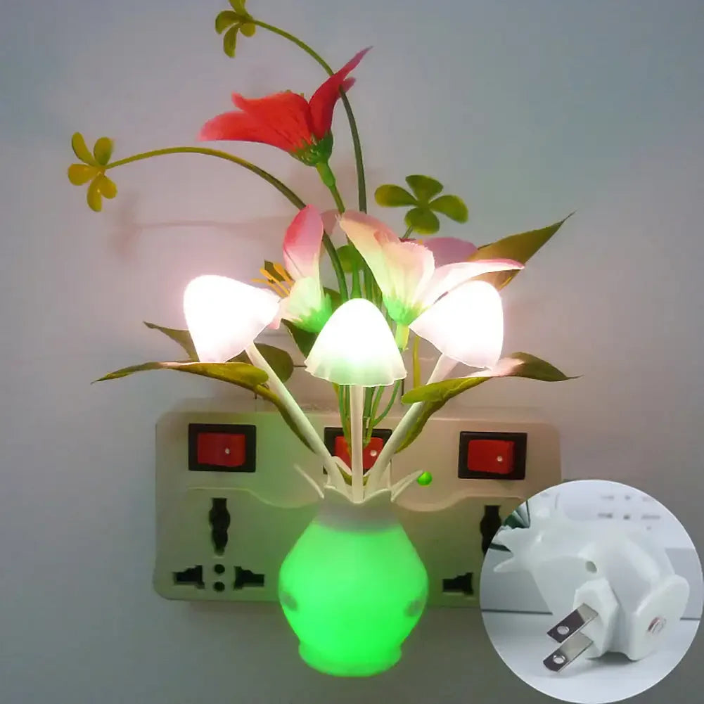 lampe nuit led blanc rose vert jaune bleu fleurs artificielles moderne adhésif interrupteur câble