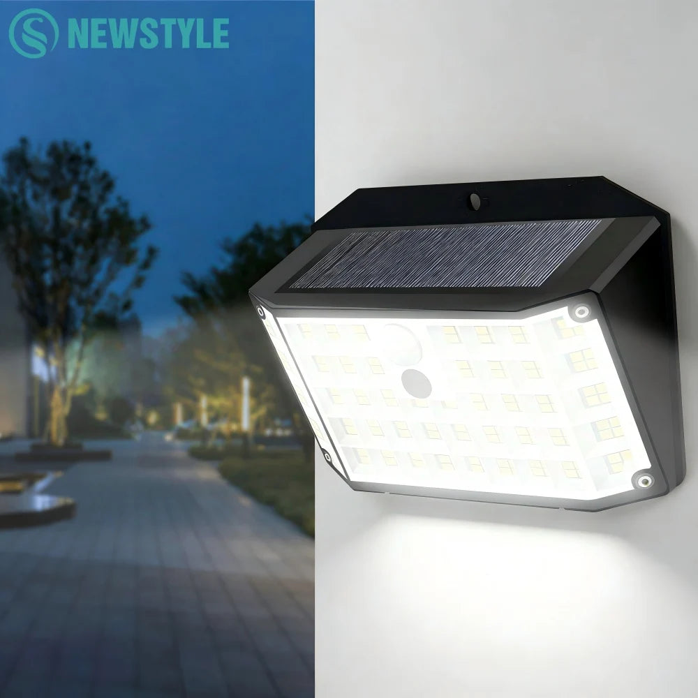 lampe solaire murale 176 led détecteur mouvement ip65 moderne noir abs
