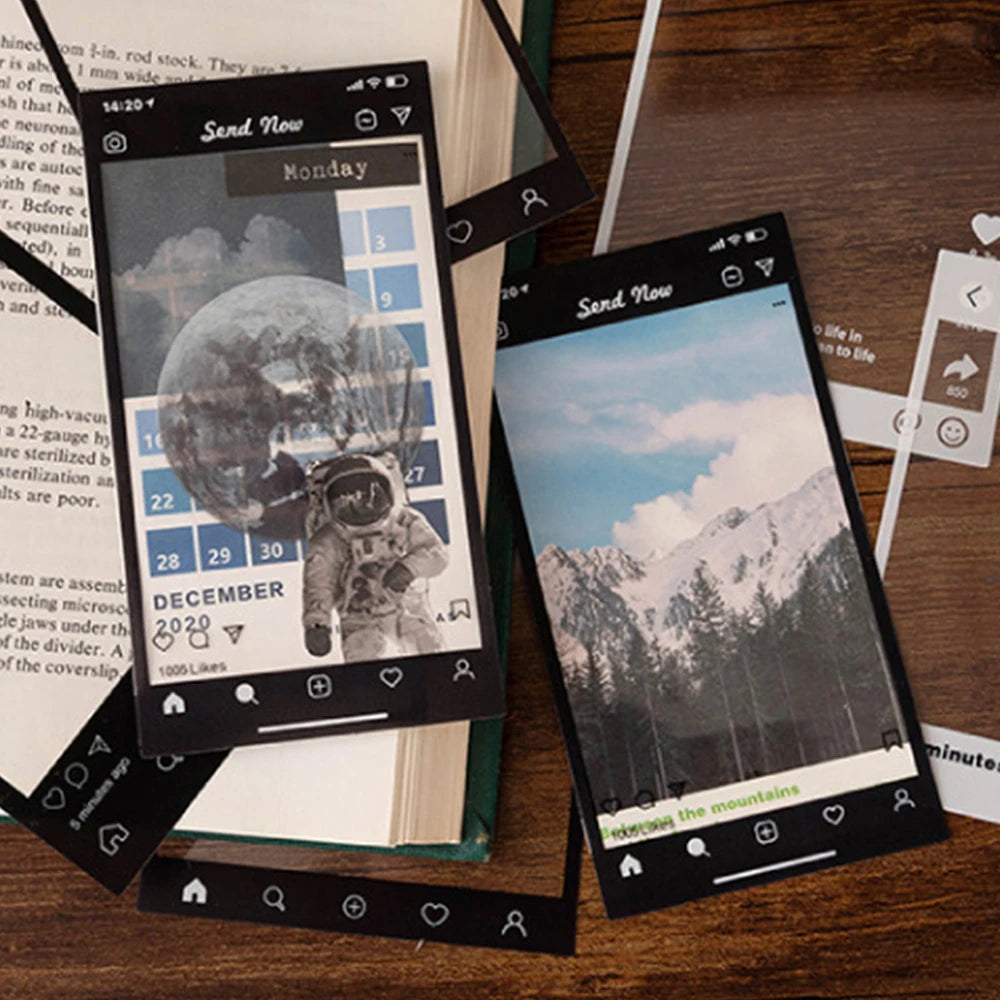 cadres photo vintage transparents motifs film musique papier scrapbooking boîte magazine clips adhésifs