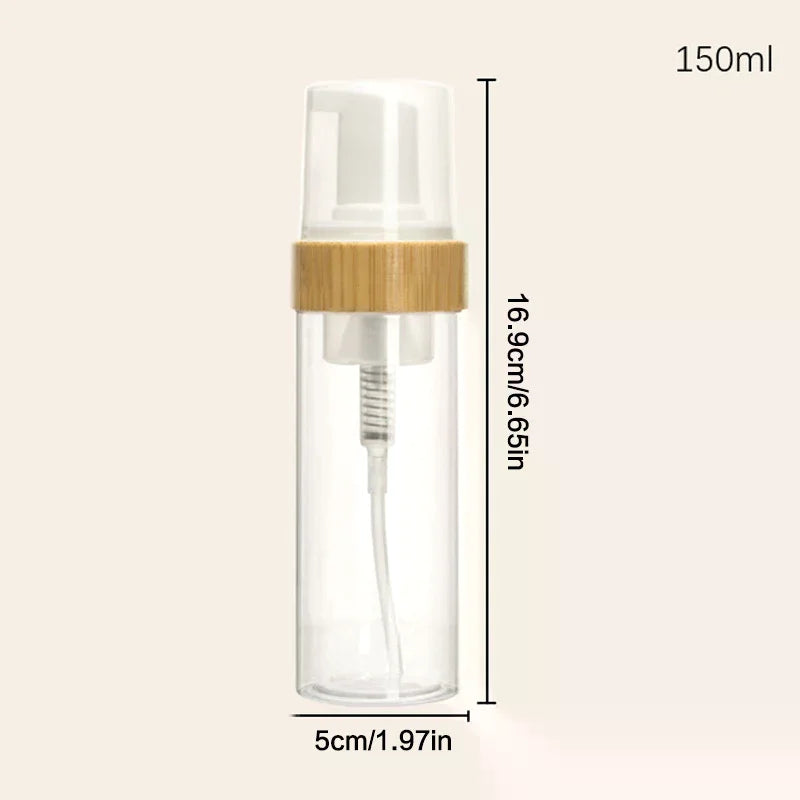 bouteille mousseuse transparente pompe moderne nettoyant visage rechargeable 150ml minimaliste