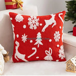 housse coussin motif flocons neige rennes noel vert blanc coton polyester lit festive