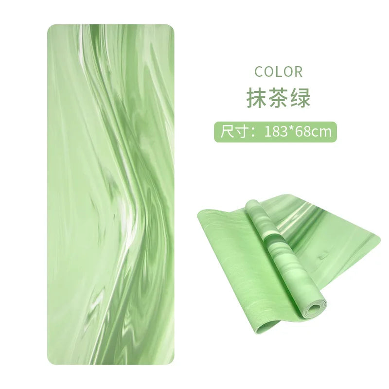 tapis yoga marbré vert pastel violet bleu moderne antidérapant 5mm