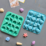 moule silicone coquillage étoile mer moderne bleu rose vert gâteau décoration pudding gelée