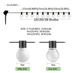 guirlande lumineuse solaire moderne 10m 38 ampoules blanc noir boules sphériques translucentes festive extérieure