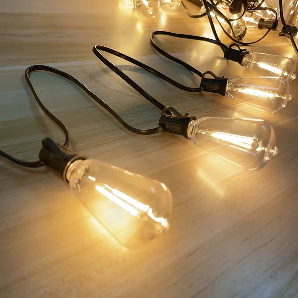 guirlande lumineuse vintage transparente jaune doré clips led blanc chaudextérieur noël patio jardin festive
