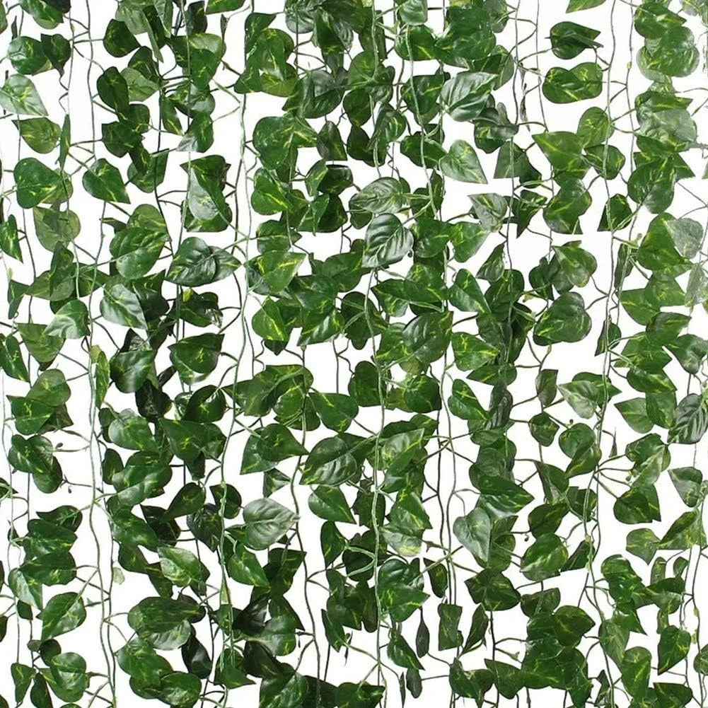 guirlande végétale artificielle feuilles vert naturel decoration extérieure mariage fête thanksgiving christmas party hanging