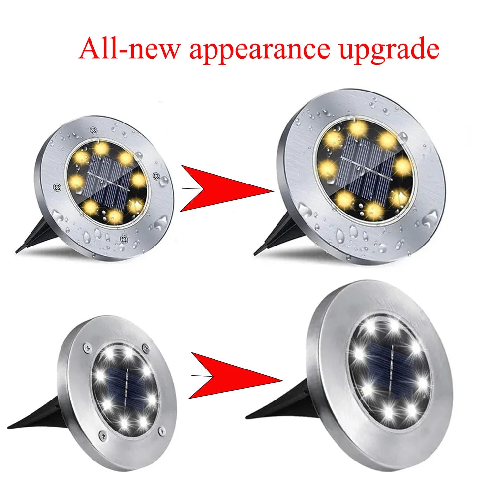 lampe solaire argentée moderne led extérieure jardin acier inoxydable commutateur